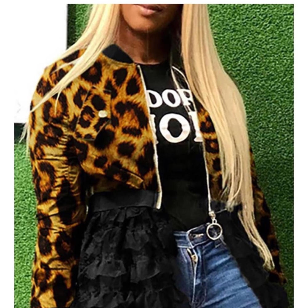 Leopard Print Jacket/ Extended Ruffle Train - image 1